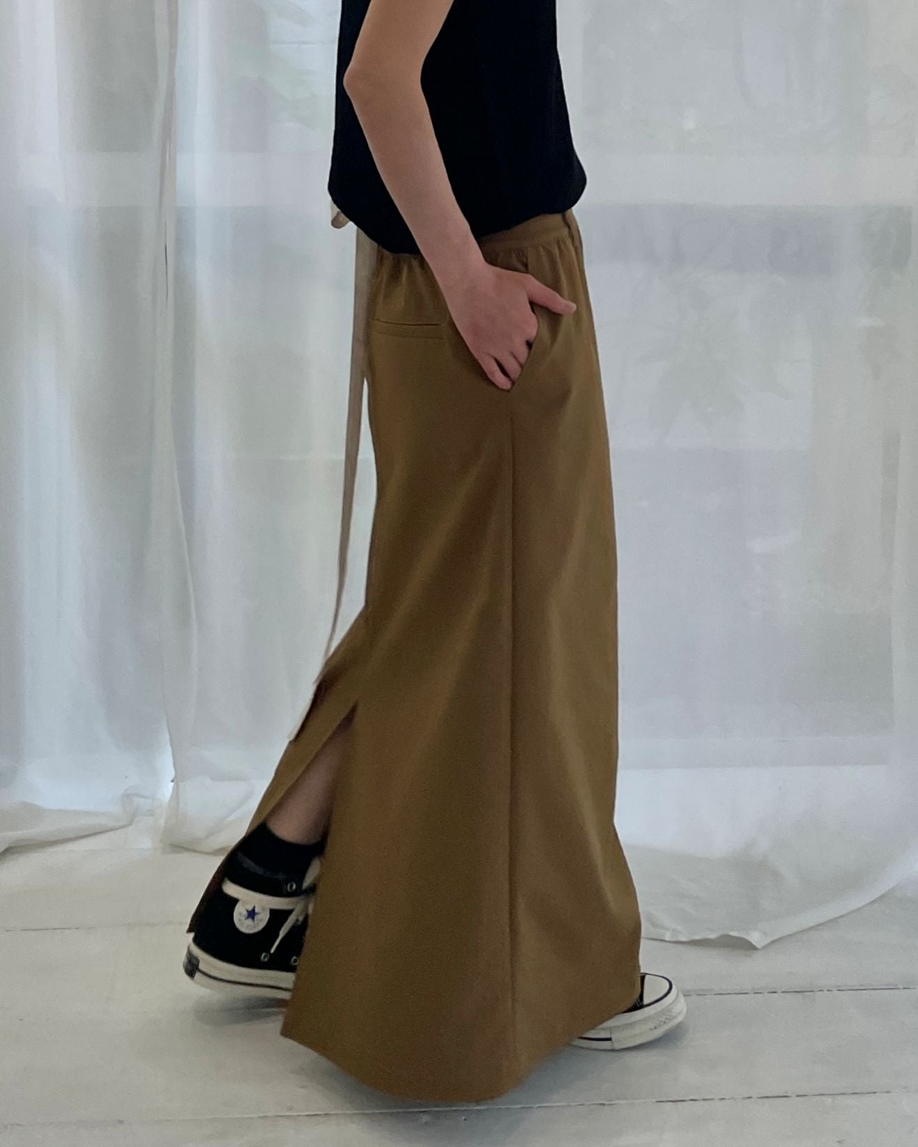ダブルウエストバンド ロングスカート