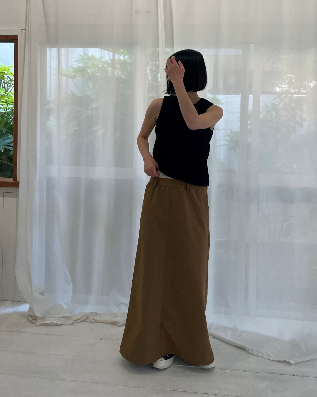 ダブルウエストバンド ロングスカート