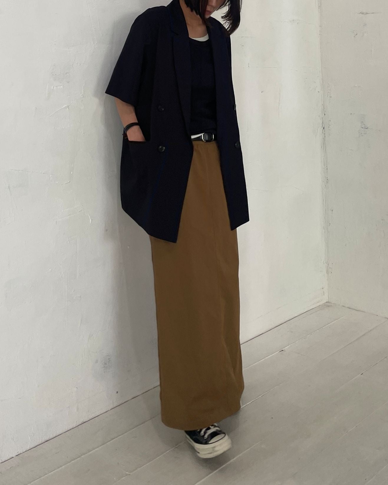 ダブルウエストバンド ロングスカート