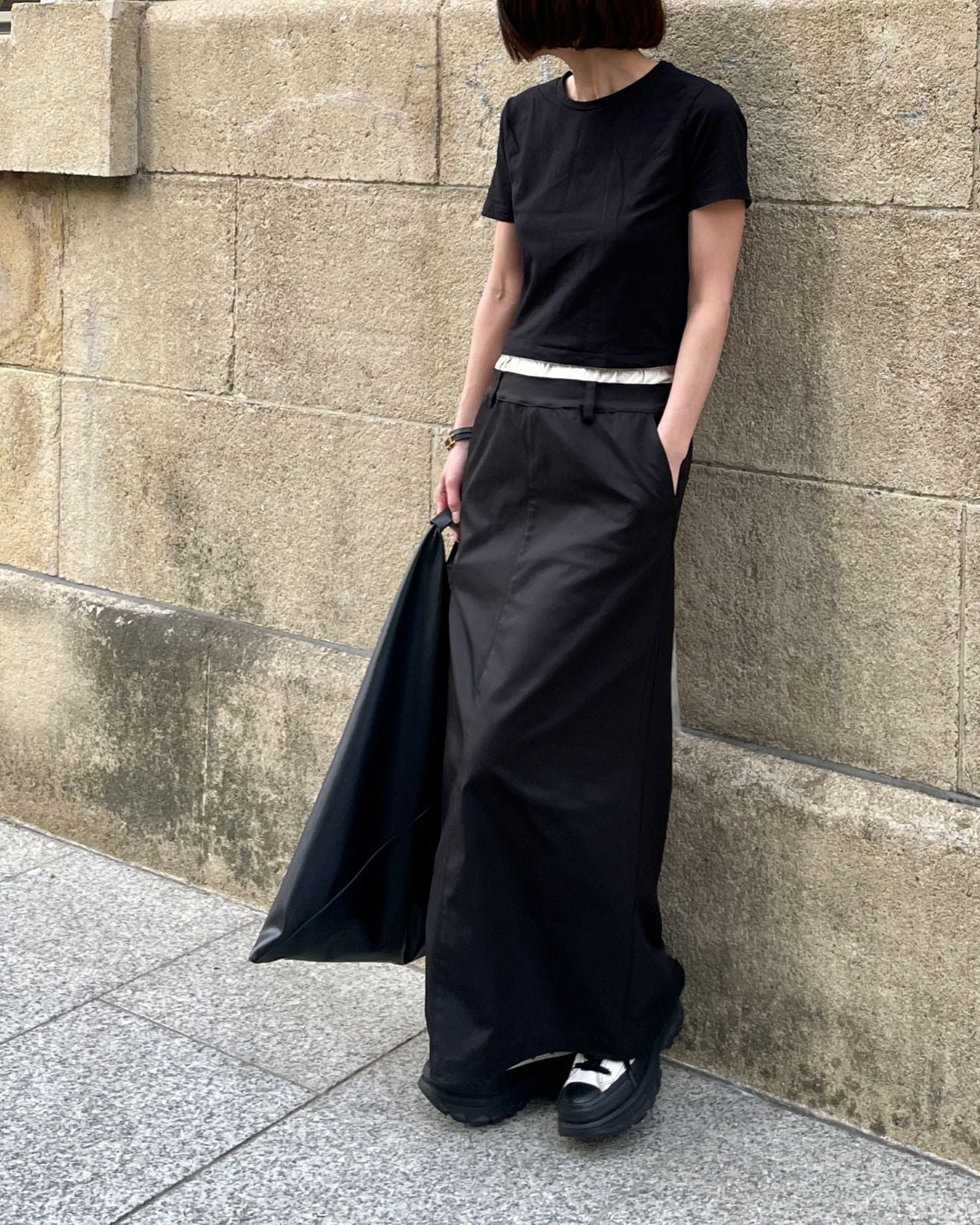 ダブルウエストバンド ロングスカート