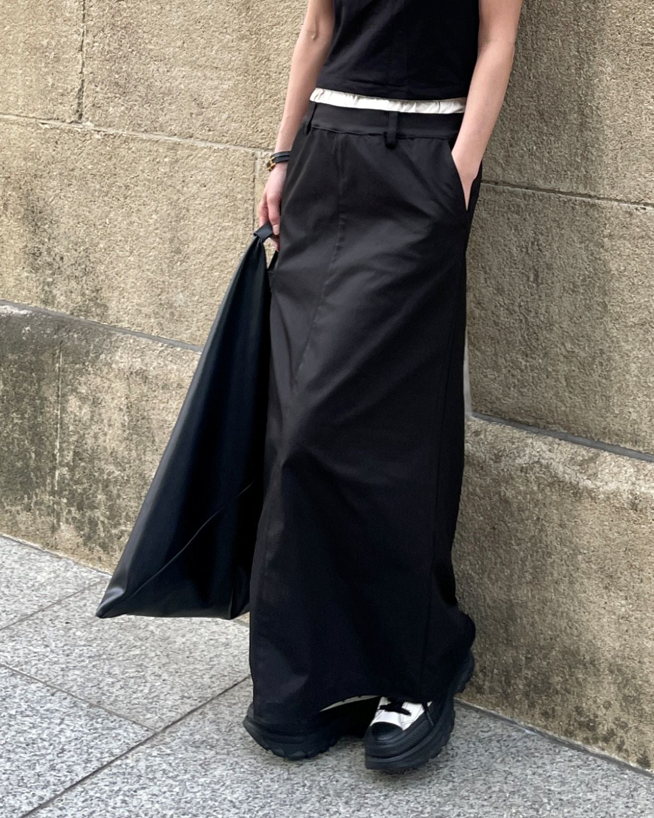 ダブルウエストバンド ロングスカート