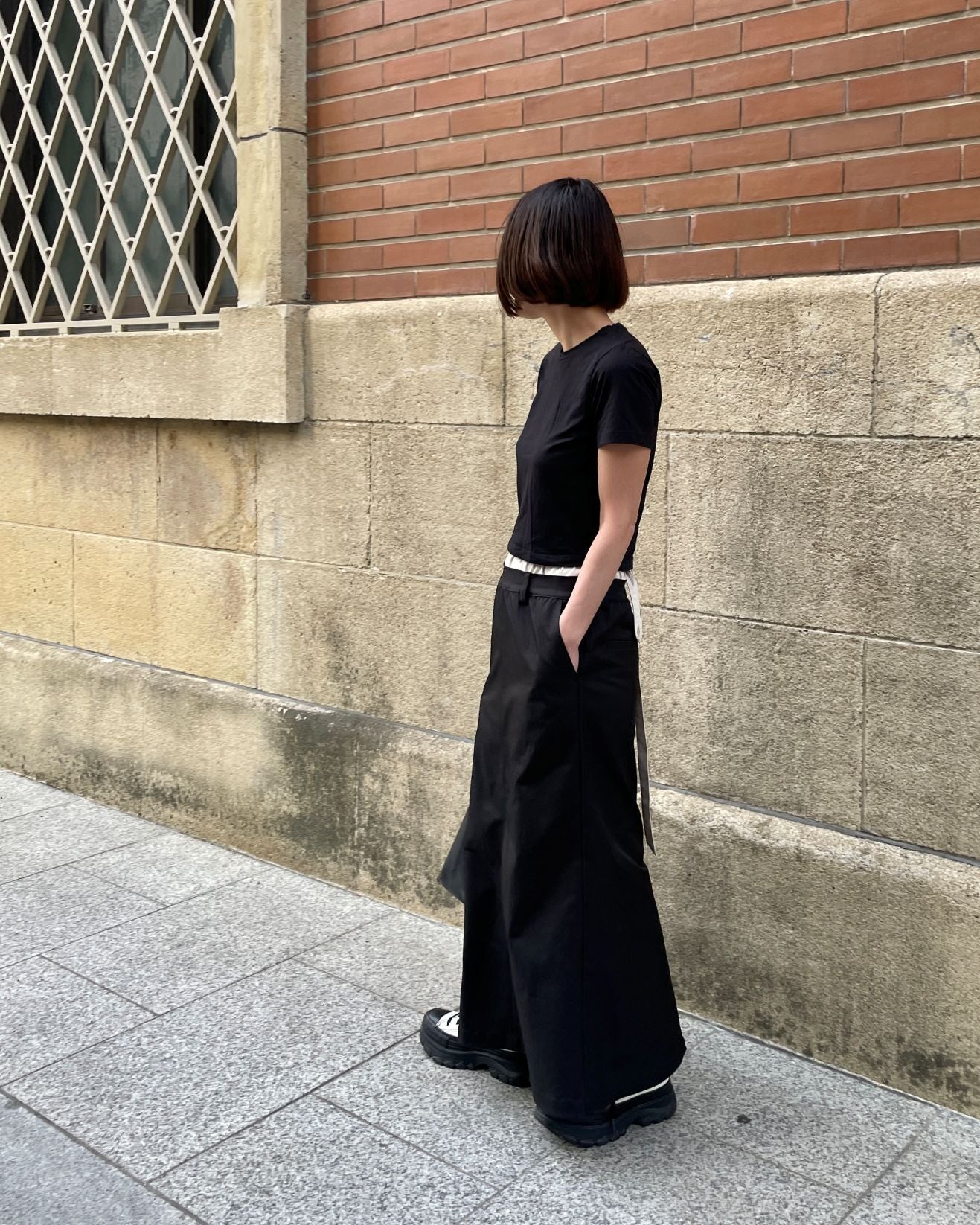 ダブルウエストバンド ロングスカート