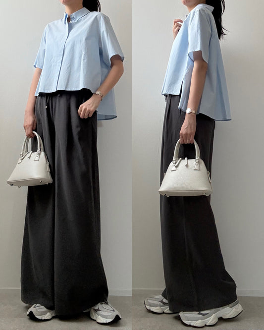 back flare shirt / blue