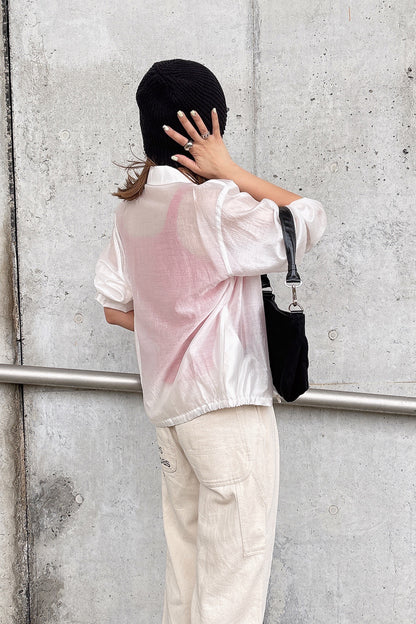 zip shirt jacket / white