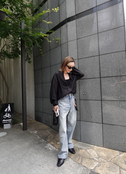 zip shirt jacket / black
