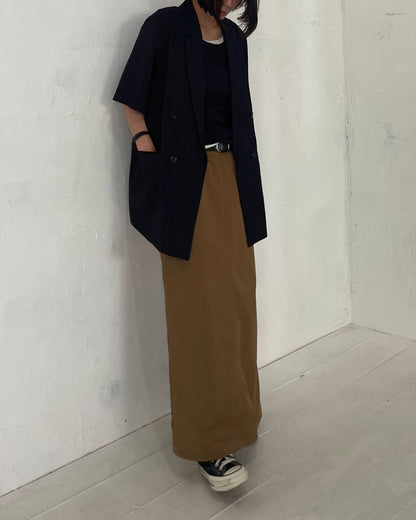 ダブルウエストバンド　ロングスカート