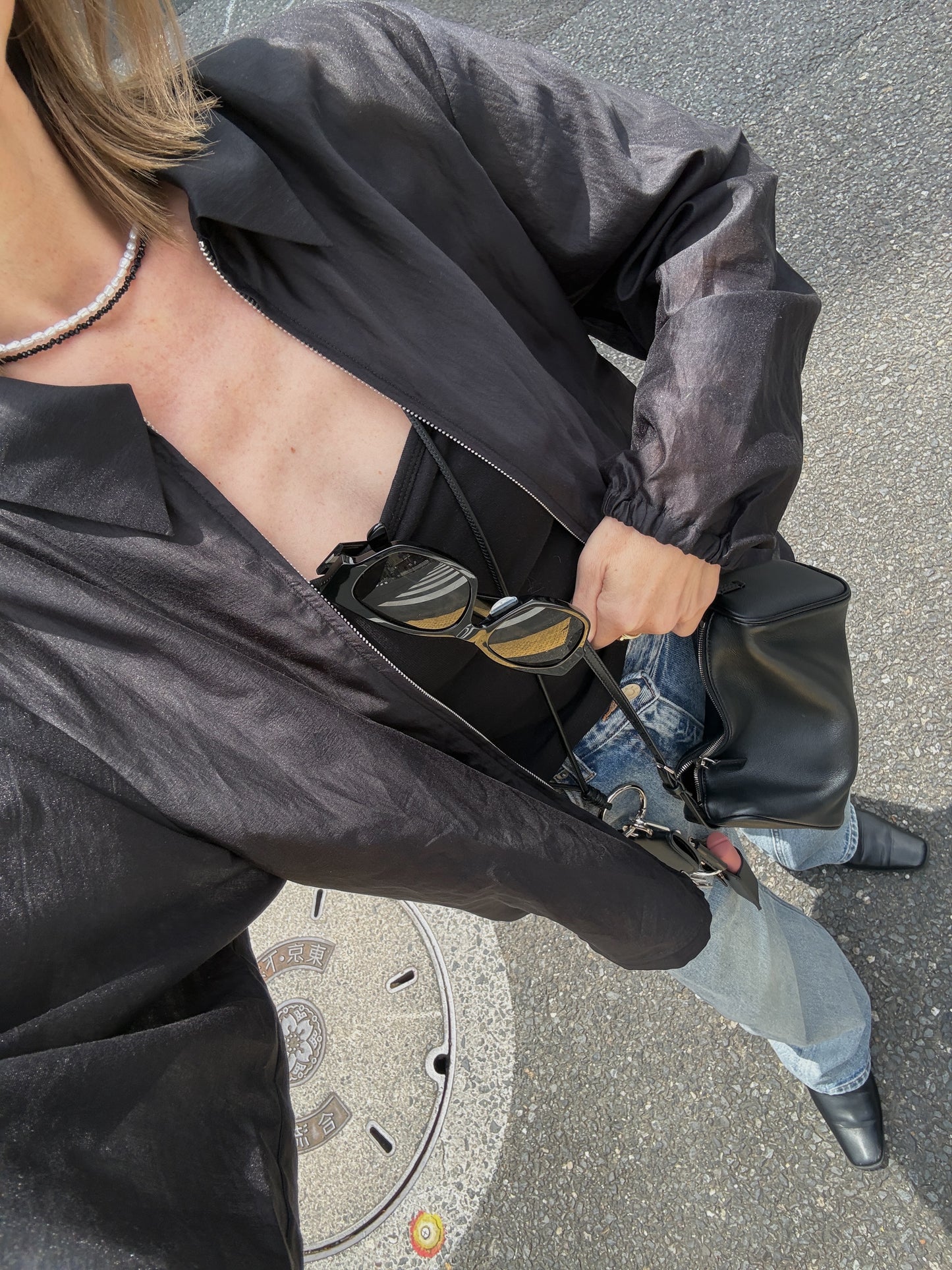 zip shirt jacket / black