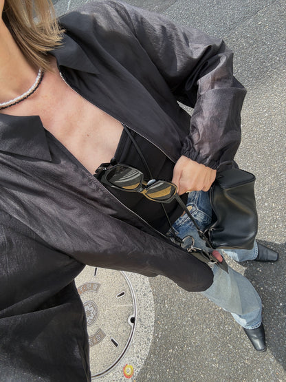 zip shirt jacket / black