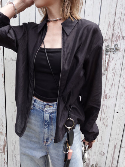zip shirt jacket / black