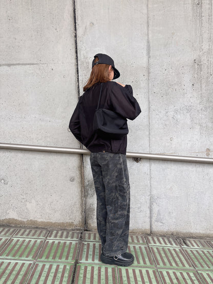 zip shirt jacket / black